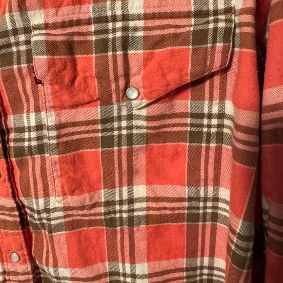 Women’s Levi’s Western Wear Orange/ Brown Top with Pearl Buttons SIZE XL SOFT - Picture 3 of 14